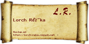 Lorch Réka névjegykártya